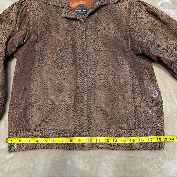 Pelle Print Leather Leopard Bomber Jacket Coat Brown Vintage Size Small - Picture 13 of 16